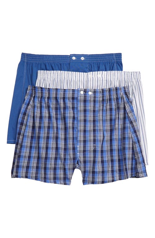 3-Pack Classic Fit Boxers in Navy Peacoat Stripe Plaid Pack