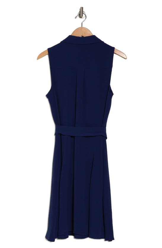 Shop Dkny Collared Faux Wrap Dress In Blueprint