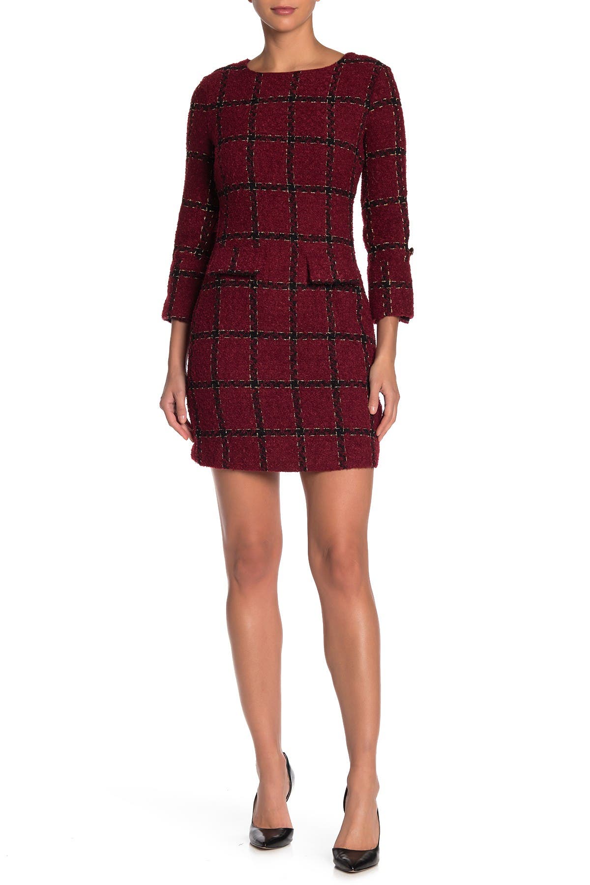 Alexia Admor | Plaid Tweed 3/4 Length Sleeve Dress | Nordstrom Rack