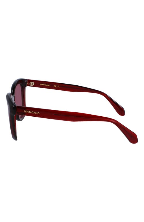 Shop Ferragamo Classic Logo Tea Cup 52mm Round Sunglasses In Transparent Red