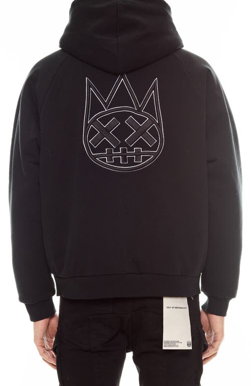 Cult Of Individuality Embroidered Cotton Graphic Zip-up Hoodie In Black