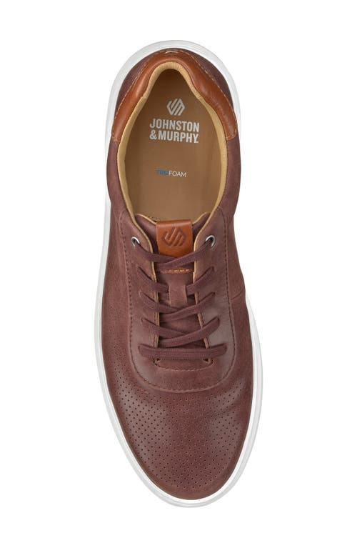 Shop Johnston & Murphy Anders Perforated Sneaker In Dk Mahogany Full Grain