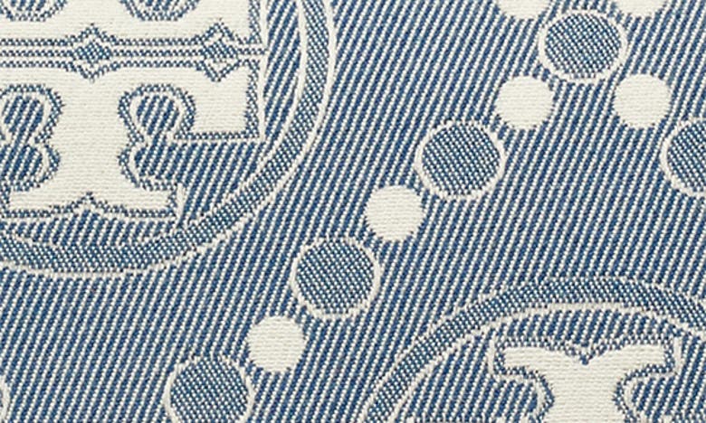 Shop Tory Burch T Monogram Denim Wallet On A Chain In Blue Multi