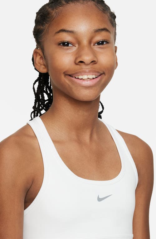 Shop Nike Kids' Dri-fit Racerback Sports Bra In White/pure Platinum