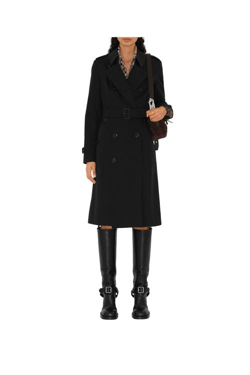 Burberry Long Chelsea Heritage Trench Coat In Black