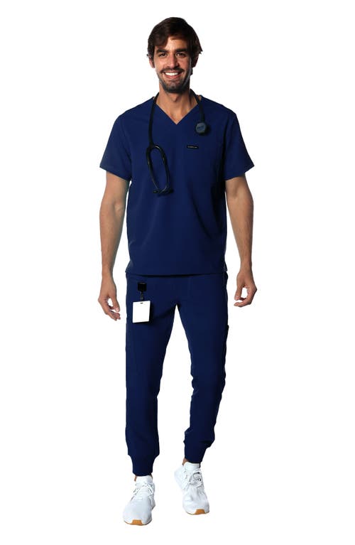 Shop Members Only Brighton 3-pocket Scrub Top In Navy