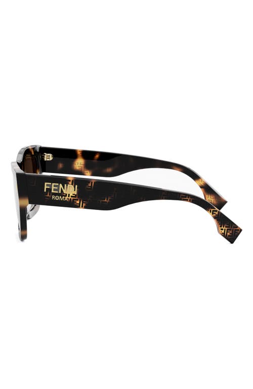 Shop Fendi ' Roma 63mm Rectangular Sunglasses In Havana/brown