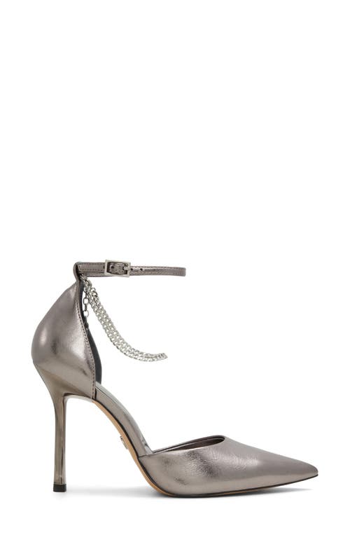 Shop Aldo Aurelina Chain Ankle Strap Pointed Toe Pump In Grey