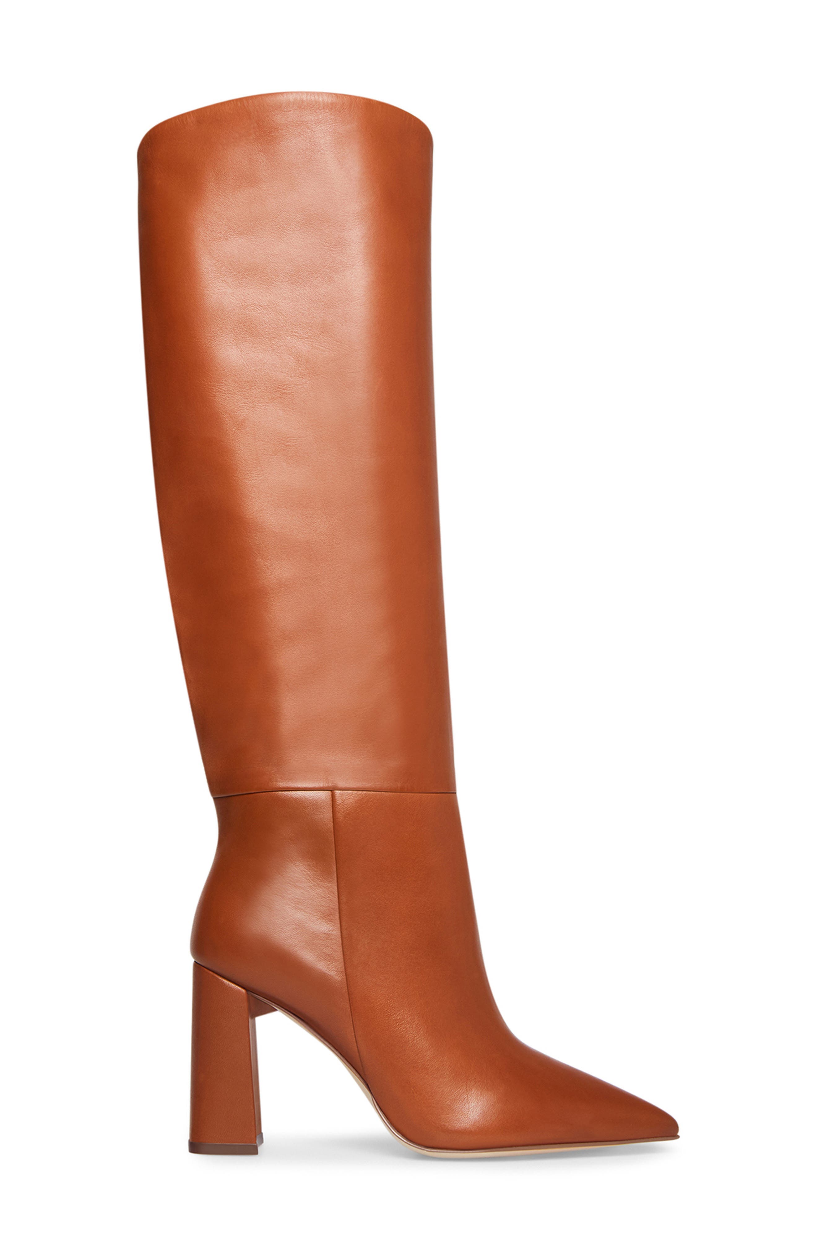 cognac leather knee high boots