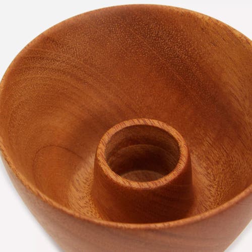 Itza Wood Mini Bowl Candleholder In Mahogany