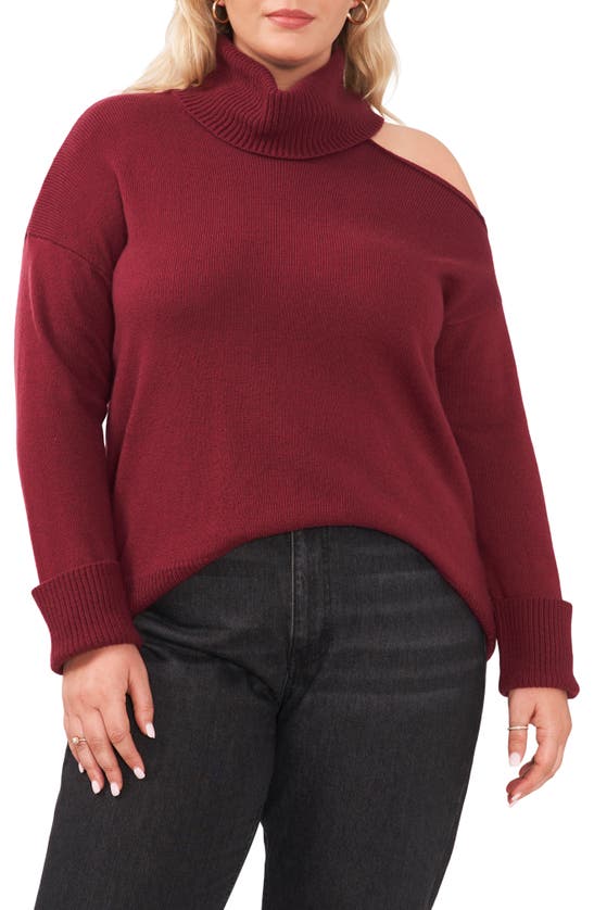 1.state Plus Size Cut-out Turtleneck Sweater In Windsor Wine