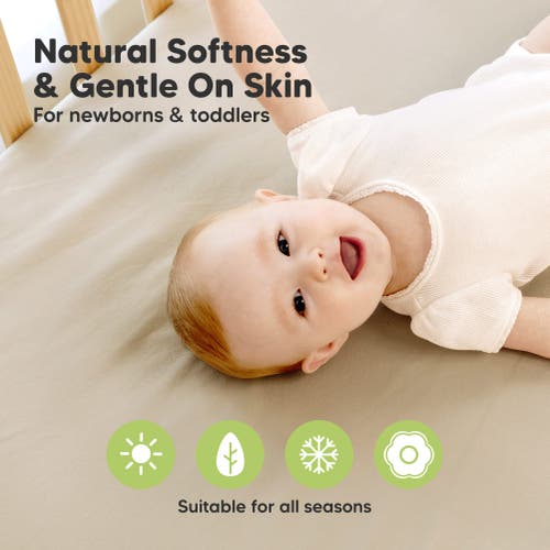Keababies 2-pack Soothe [protect+] Waterproof Mini Crib Sheets In Macadamia