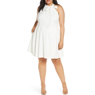 Plus Size Vince Camuto Sleeveless Bow Fit & Flare Dress, Ivory