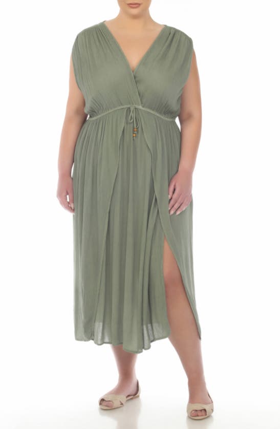 Shop Boho Me Maxi Cover Up Dress In Olive