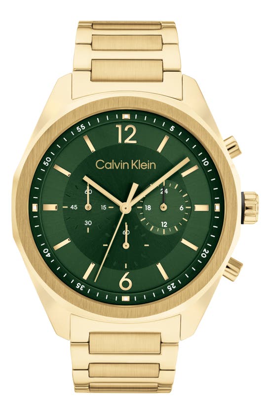 Calvin Klein Men's Multifunction Gold-tone Stainless Steel Bracelet Watch 45mm