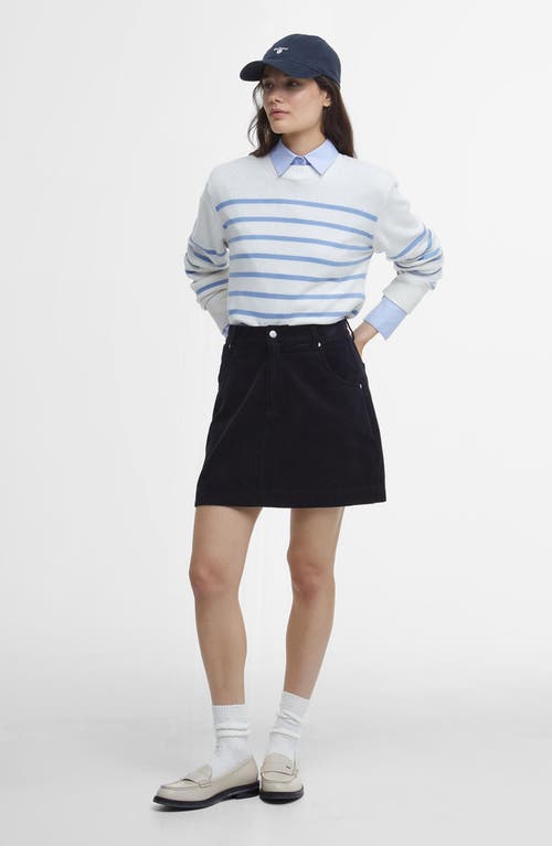 Shop Barbour Emery Stripe Crop Cotton & Cashmere Sweater In Cloud/blue Sky