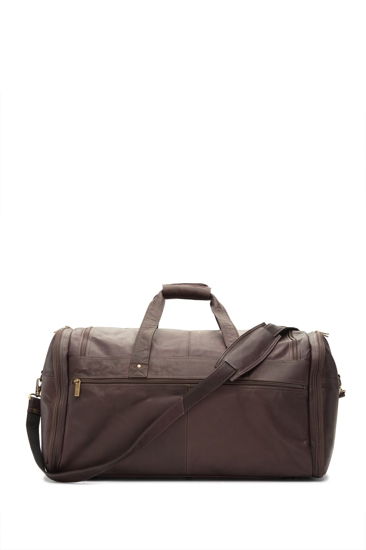 David King & Co Extra Large Multi Pocket Leather Duffle Bag In Dark Brown