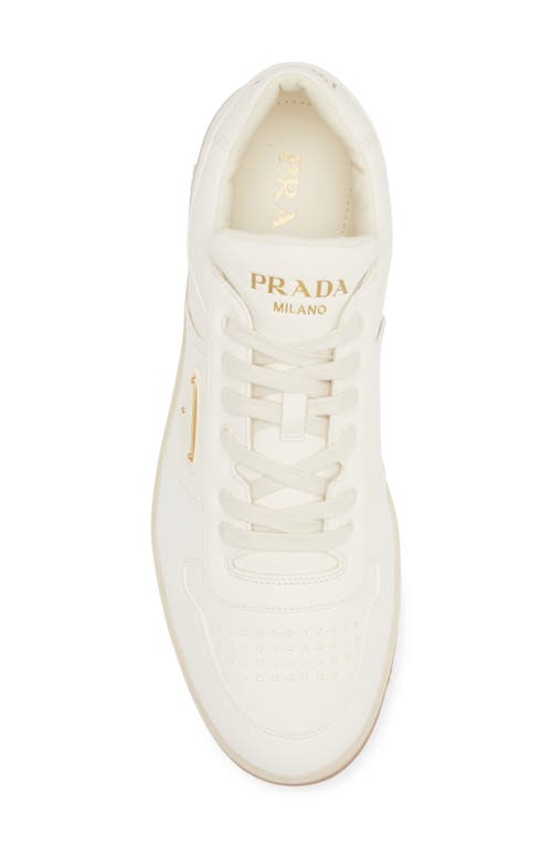 Prada Ivory Leather Lace-up Sneakers In Avorio