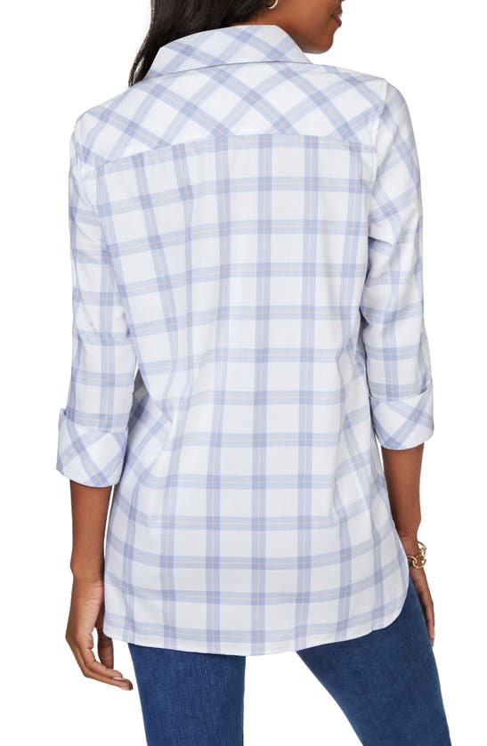 FOXCROFT FOXCROFT PANDORA PLAID COTTON BUTTON-UP TUNIC