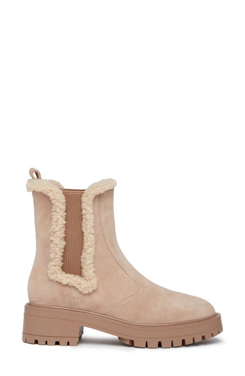 Shop Paige Bowie Genuine Shearling Trim Chelsea Boot In Light Tan