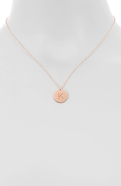 Meshmerise Initial Disc Pendant Necklace In Rose-k