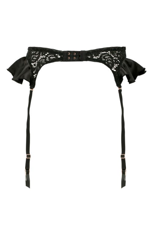 Shop Love, Vera Satin Lace Garter Belt In Black