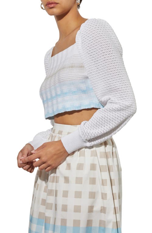 Shop Ming Wang Square Neck Crop Sweater In D Blue/hz/lm