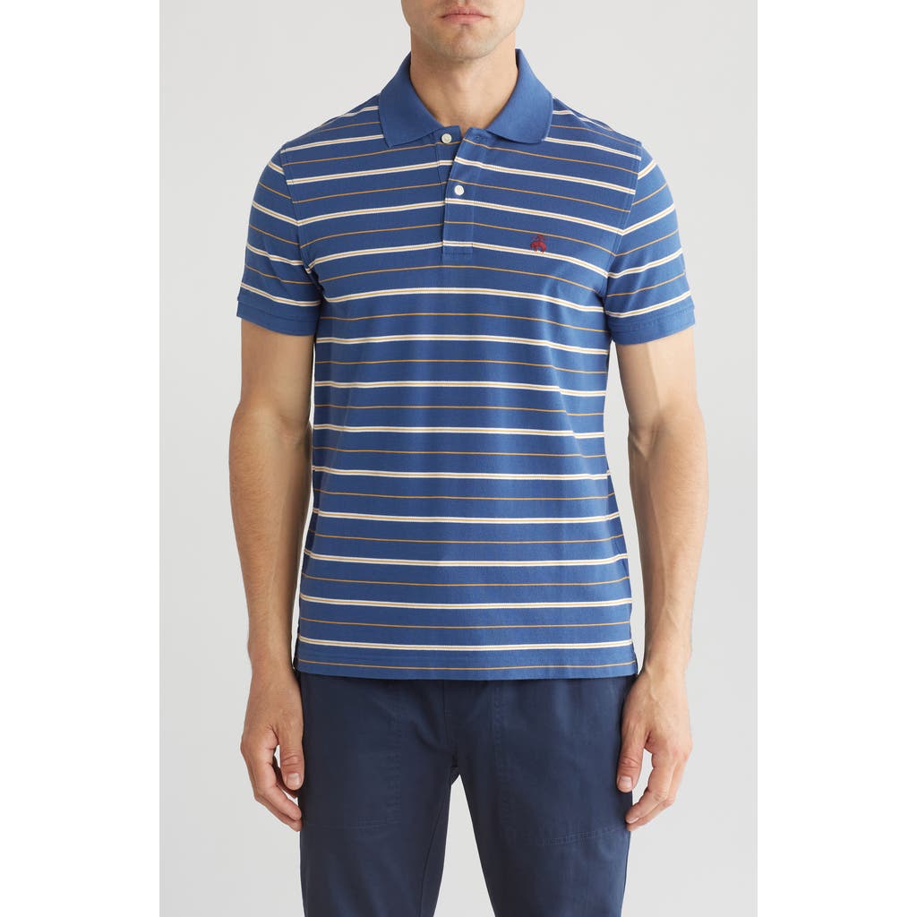 Brooks Brothers Stripe Short Sleeve Cotton Polo In Blue Multi