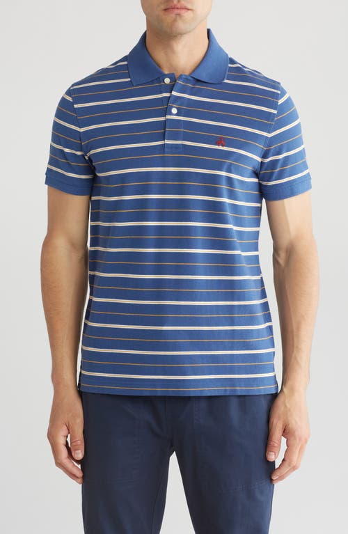 Brooks Brothers Stripe Short Sleeve Cotton Polo In Blue Multi
