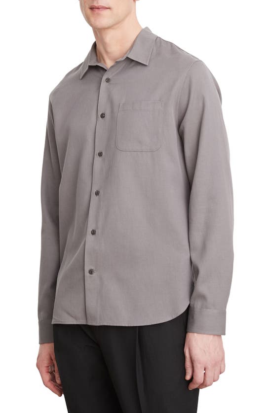 Shop Vince Vacation Lyocell & Cotton Button-up Shirt In Lt Pewter