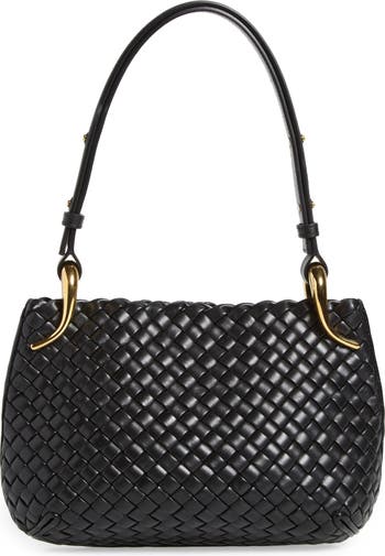 Bottega Veneta Small Clicker Shoulder Bag 1019 Black-M Brass