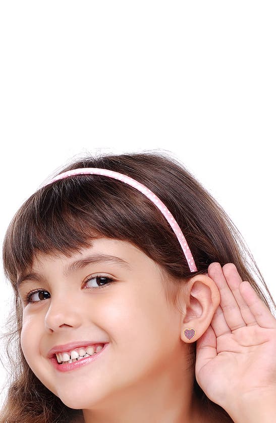 Shop Chanteur Kids' Crystal Heart Stud Earrings In Pink