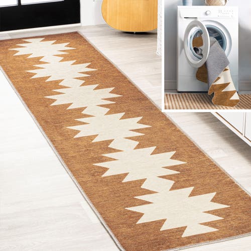 Jonathan Y Chayton Minimalist Geometric Machine-washable Area Rug In Terracotta/cream