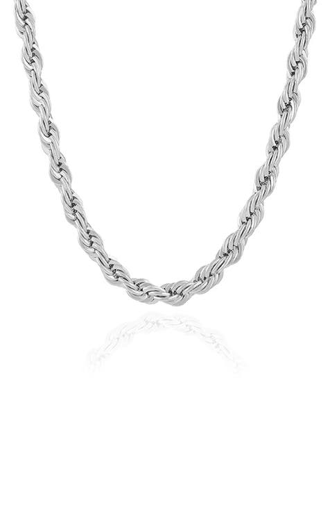 Sterling Silver Rope Chain Necklace - Gauge 8