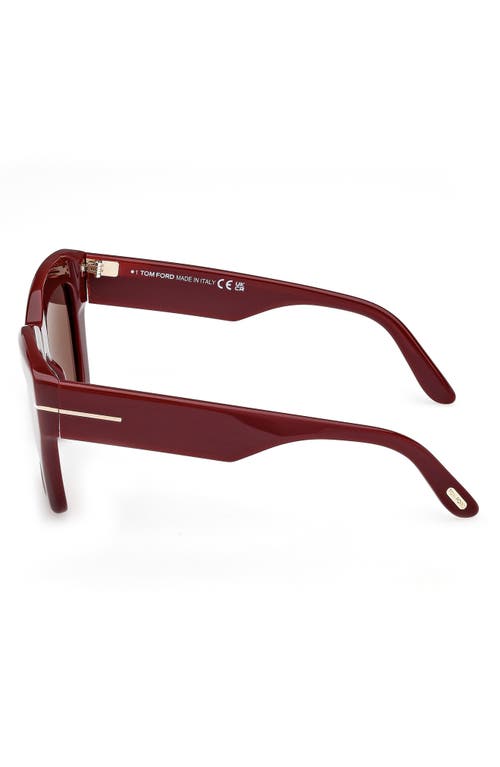 Shop Tom Ford Luna 52mm Butterfly Sunglasses In Shiny Solid Bordeaux/brown