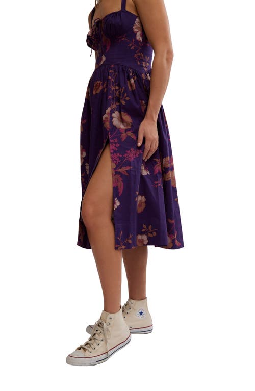 Shop Free People Laters Baby Stretch Cotton Midi Sundress In Grape Combo