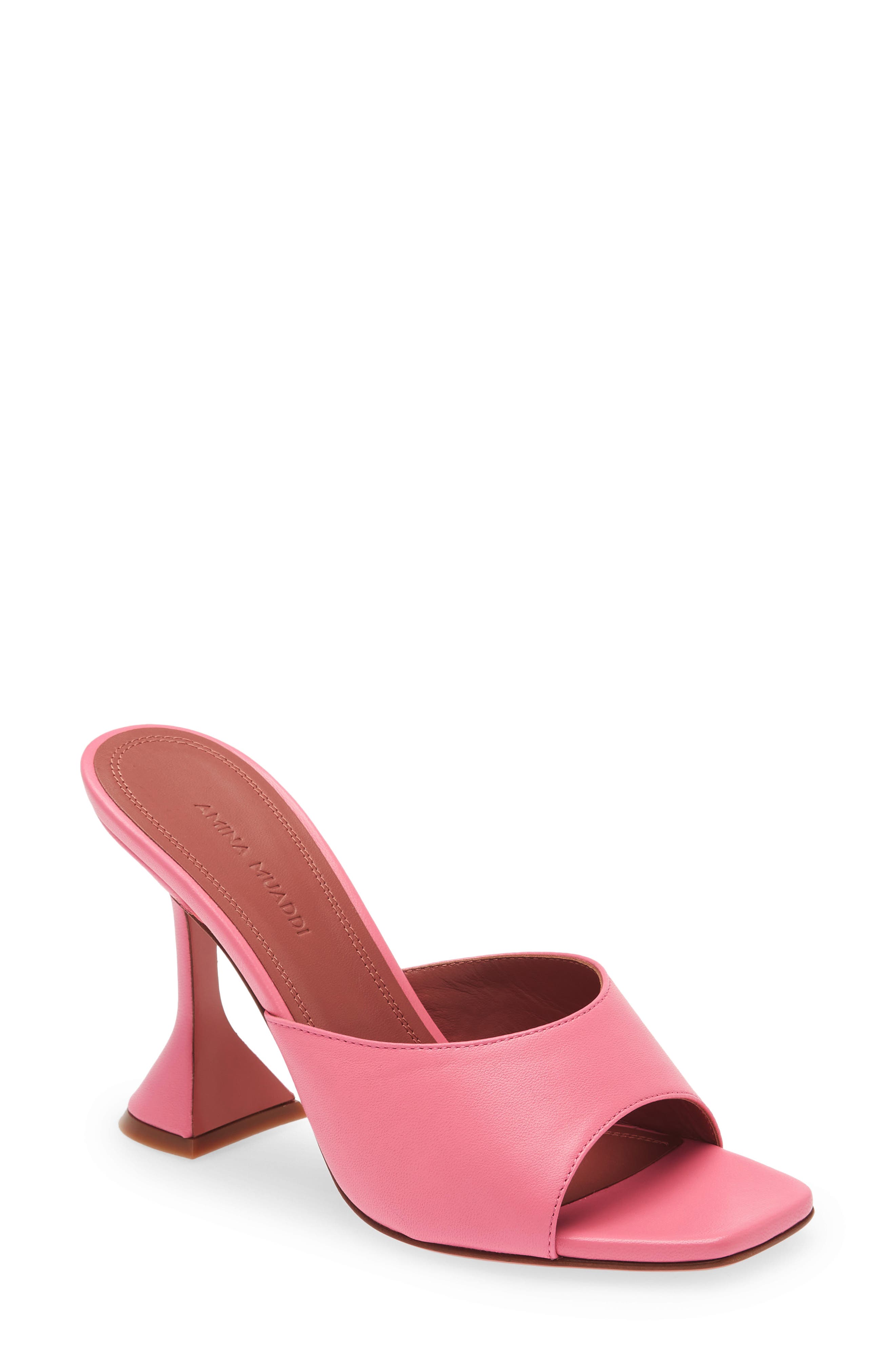 Womens Heels AMINA MUADDI Heels AMINA MUADDI Leather Pink Lupita Heeled Sandals in Black 
