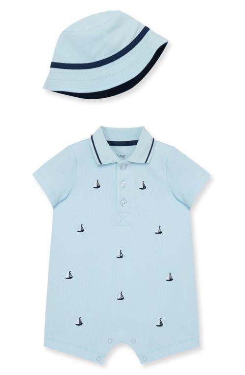 Shop Little Me Sailboat Romper & Hat Set In Blue