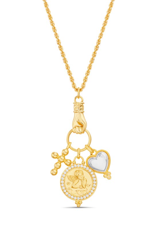 Shop Paige Harper Two-tone Cz Charm Pendant Necklace In Gold