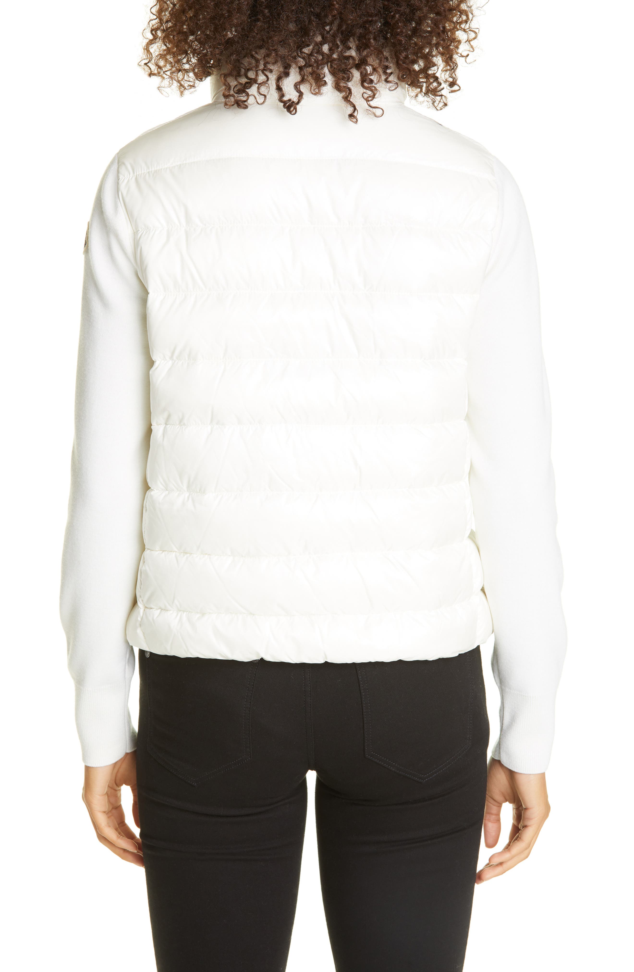 moncler quilted down & wool short cardigan