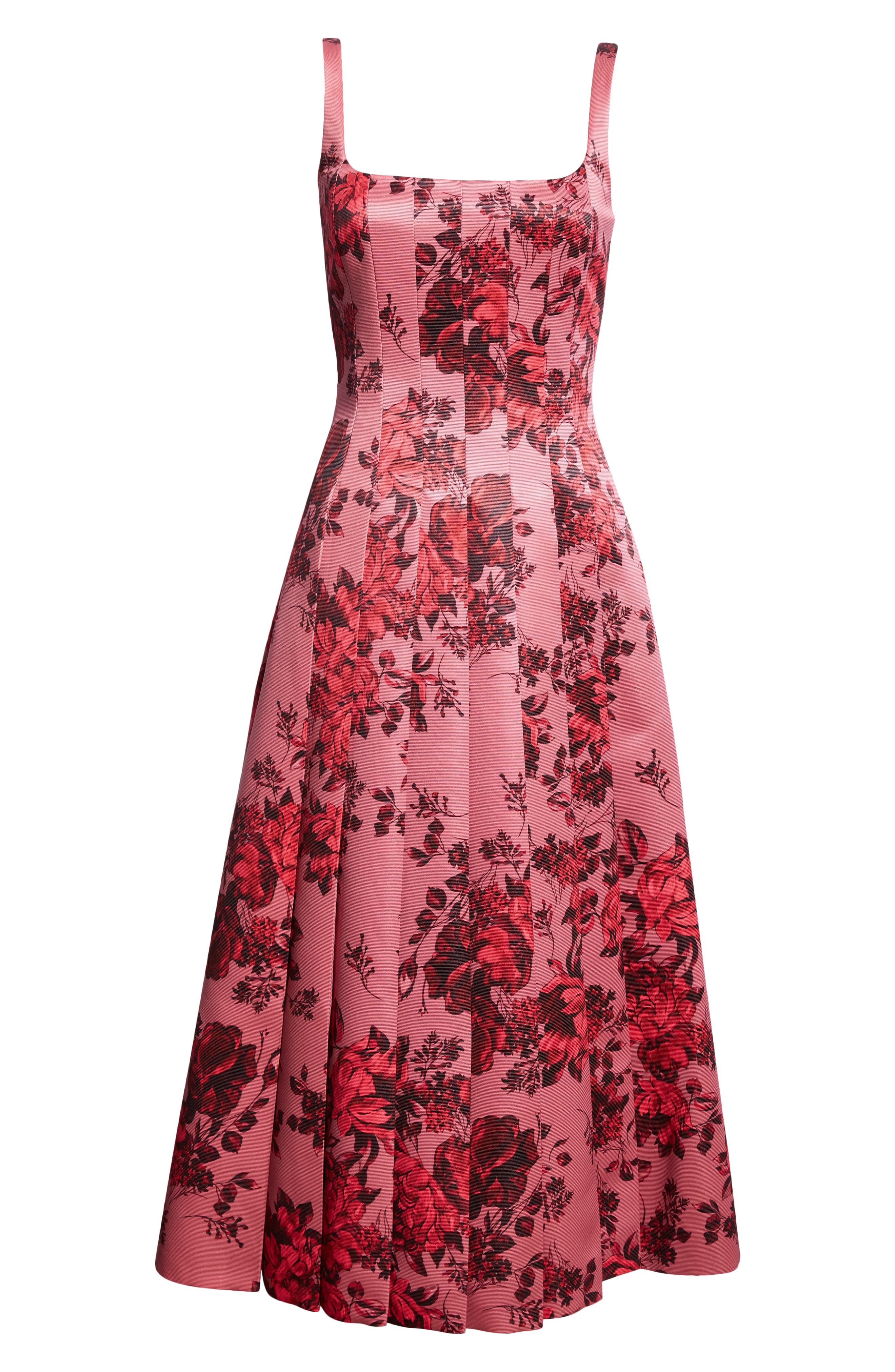 slim fit dress slacks Capucine Dress In Ditsy Rose On Navy Taffeta Faille main image 0