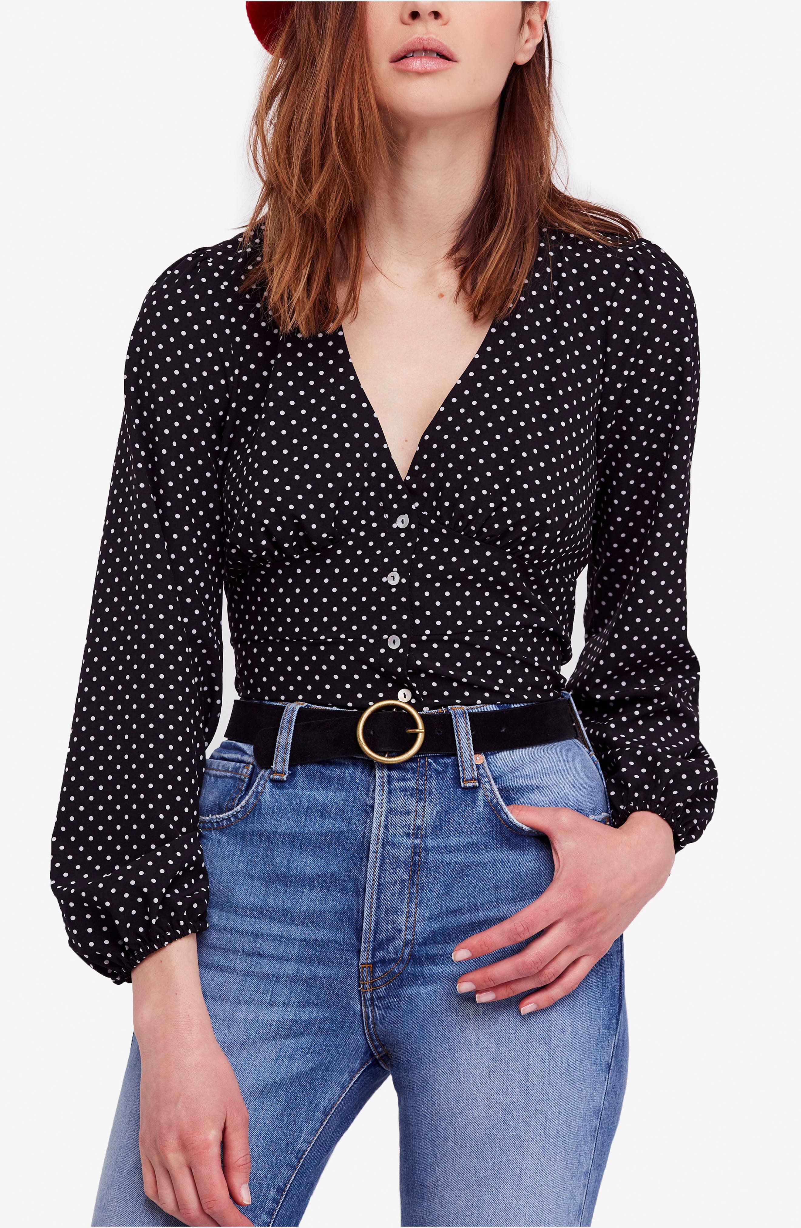 free people polka dot top