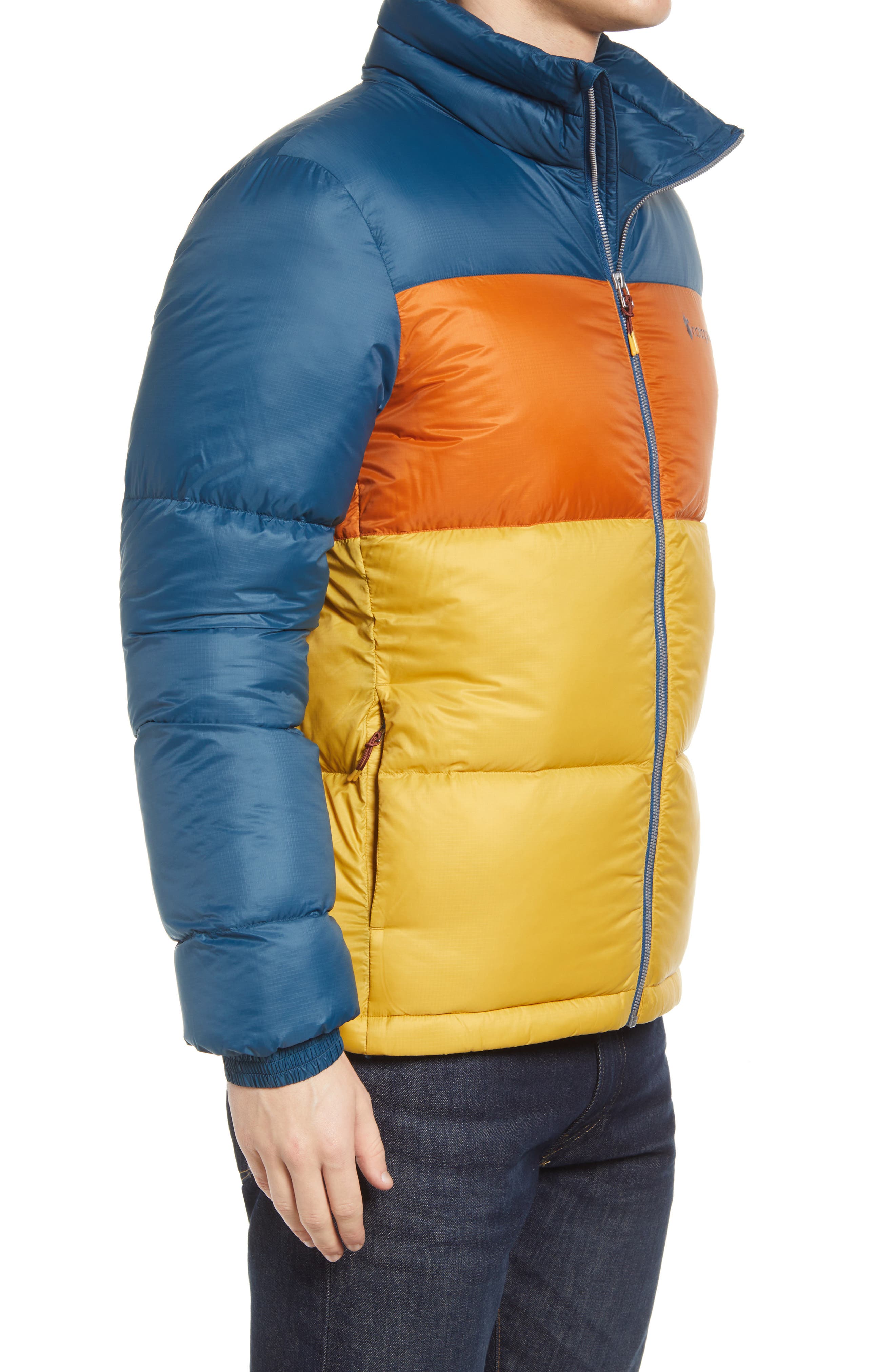 color block down jacket