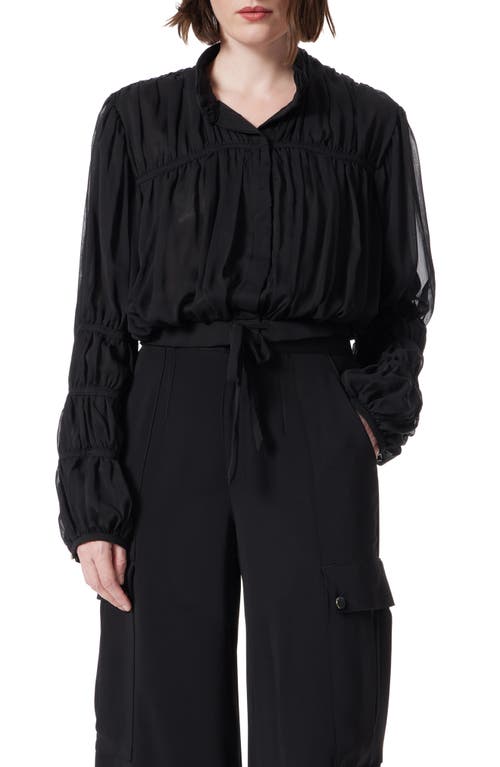 Dee Ocleppo Smocked Chiffon Top in Black 