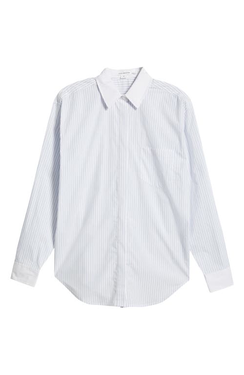 Good American Good Yarn Dye Cotton Poplin Button-up Shirt In Good Blue Stripe001
