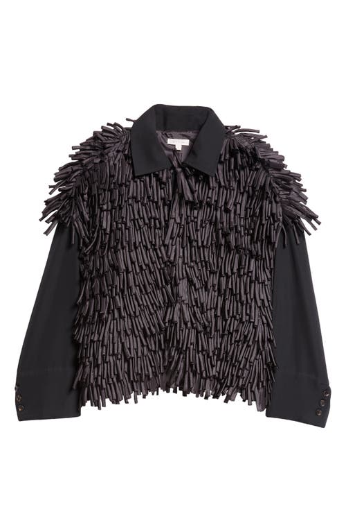 Shop Diotima Penlyne Mixed Media Fringe Jacket In Black