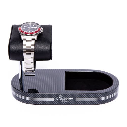 Shop Rapport London Watch Stand With Tray In Carbon Fibre