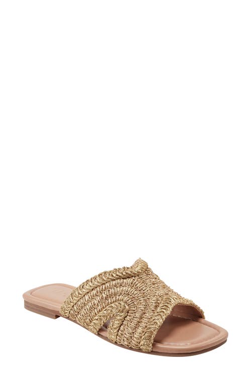 Marc Fisher Ltd Narda Woven Raffia Flat Slide Sandals In Metallic Gold