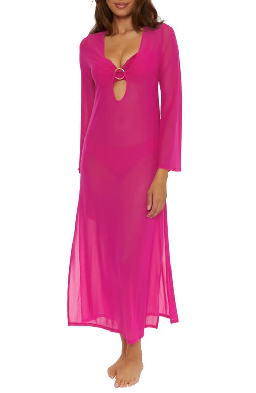 Elaire Mesh Cover-Up Maxi Dress in Sangria