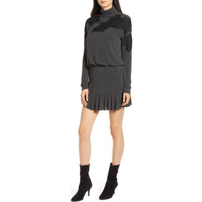 Bailey 44 Pippa Long Sleeve Applique Minidress, Grey